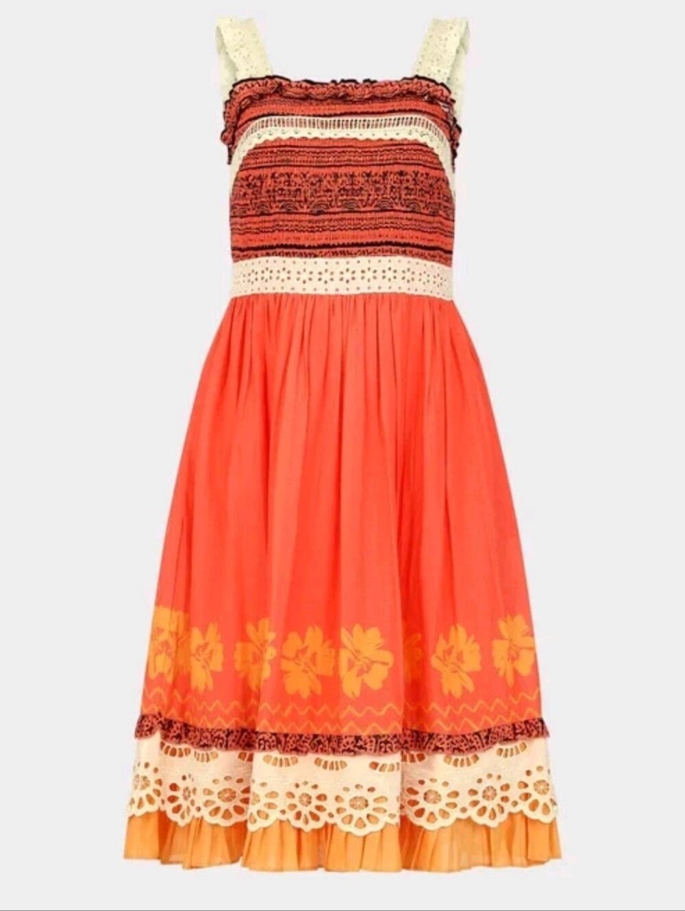 Jessakae Island Princess Midi Sundress 3X Coral Orange